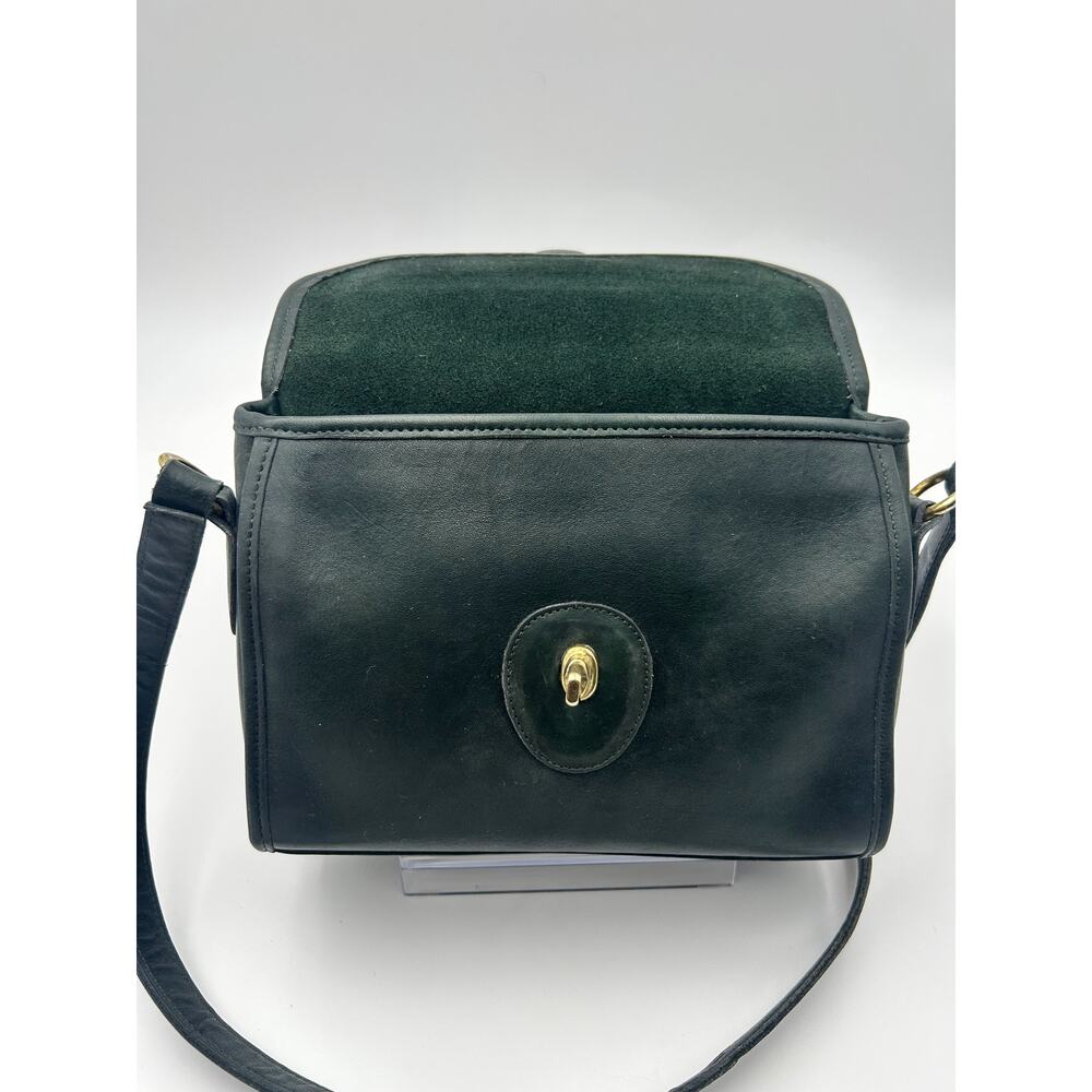 VTG Rare Green Coach Devon Turnlock Bag 9908 NYC USA Leather Crossbody with COA - Picture 3 of 6